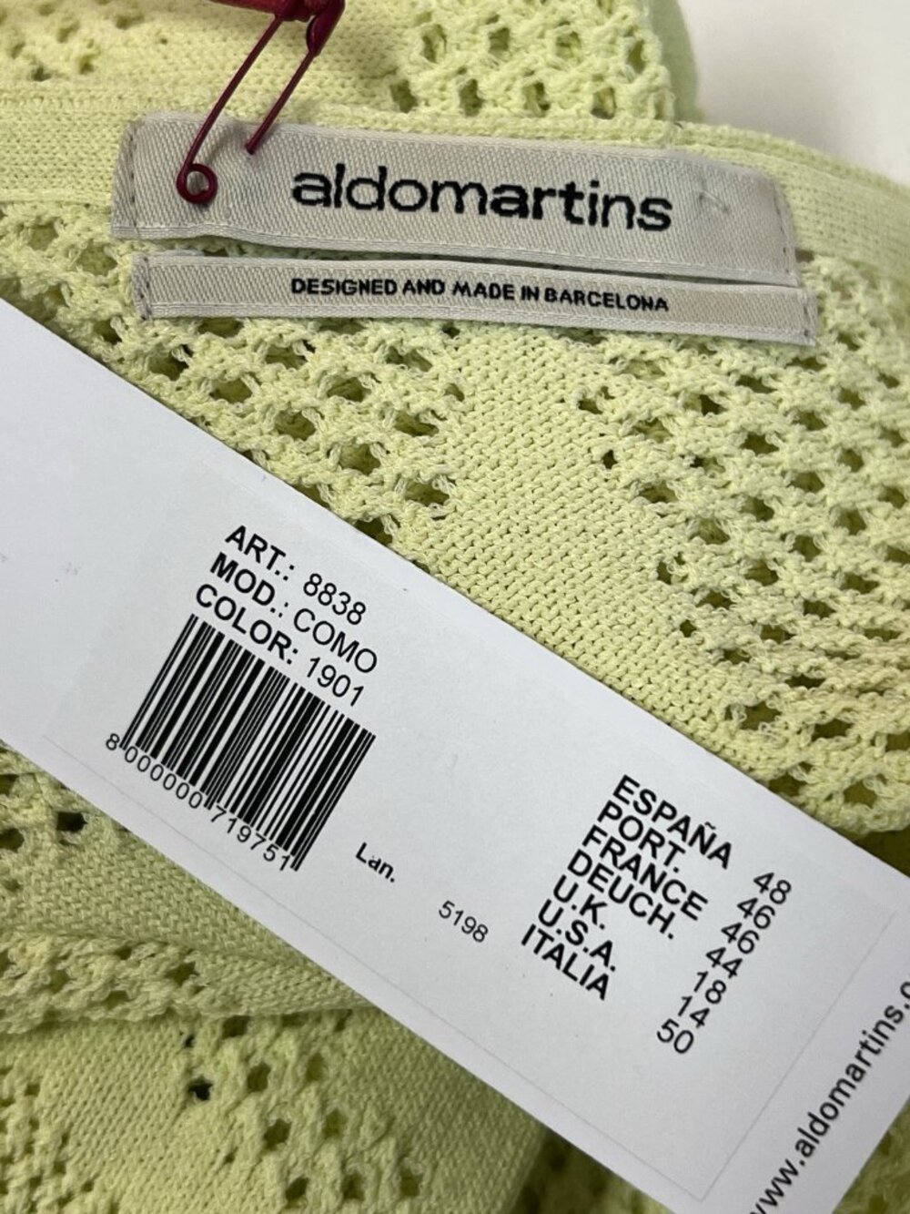 Aldomartins Yellow Open Knit Top Size 14 Pastel Long Sleeves - Picture 4 of 7